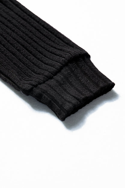 Ribbed Long Sleeve Round Neck Casual Knit Top