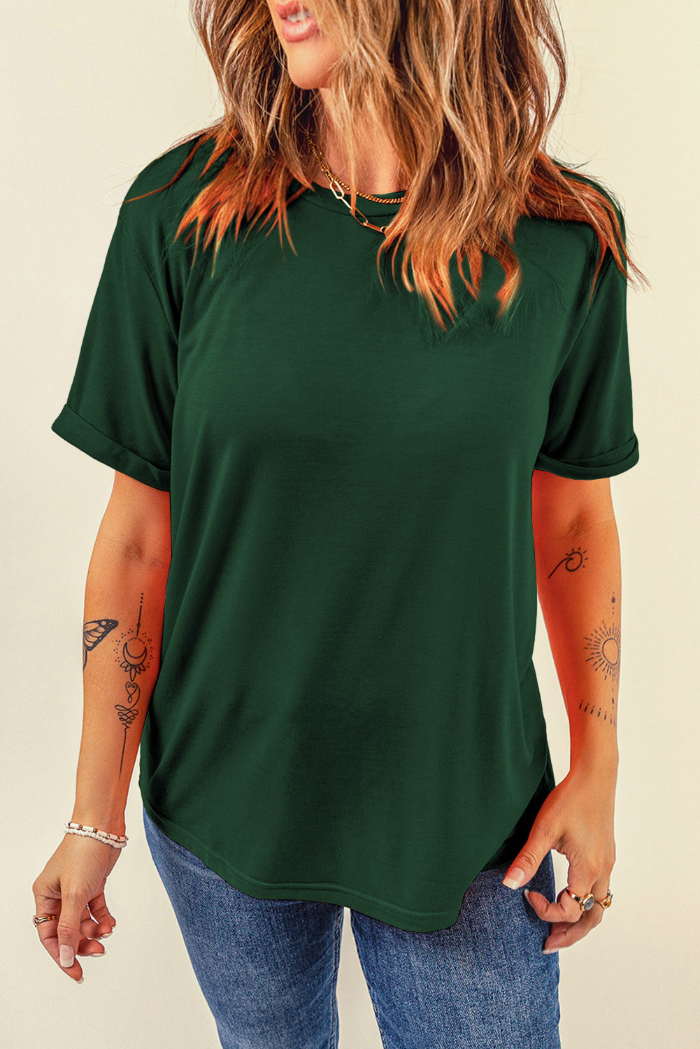 White Casual Crew Neck Short Sleeve Basic Tee
