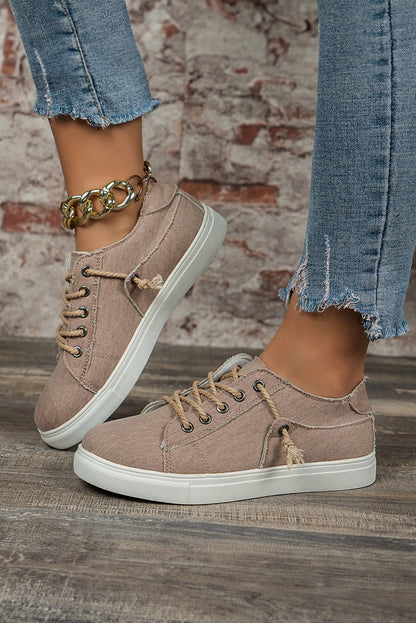 Parchment Criss Cross Slip On Canvas Flats