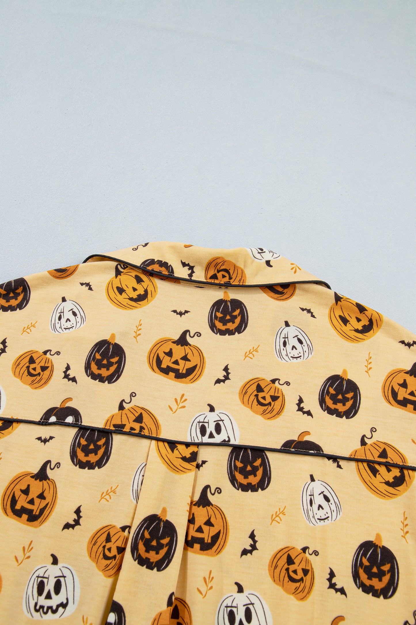 Halloween Pumpkin Print Ruffle Shorts Pajama Set