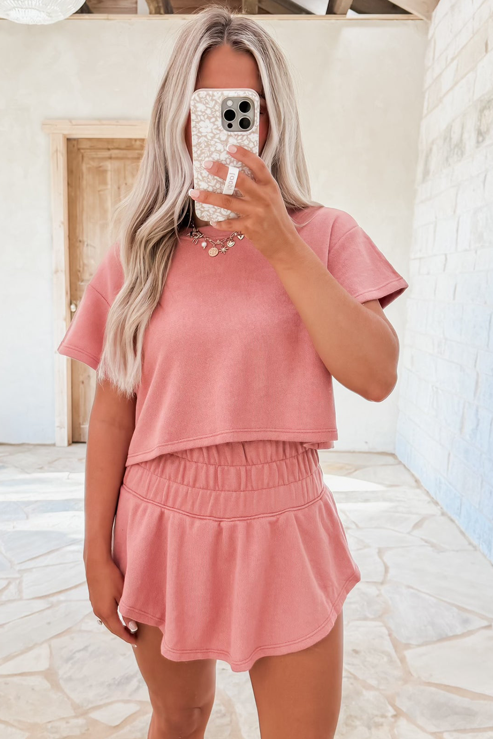 Cropped Tee Ruffle Skort 2 Piece Lounge Set Summer
