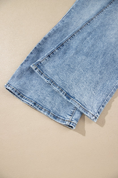 Western Light Wash High Waist Wide Leg Denim Jeans