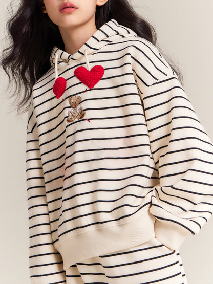Kids Striped Hoodie and Pants Set, Cozy Fall Winter Outfit
