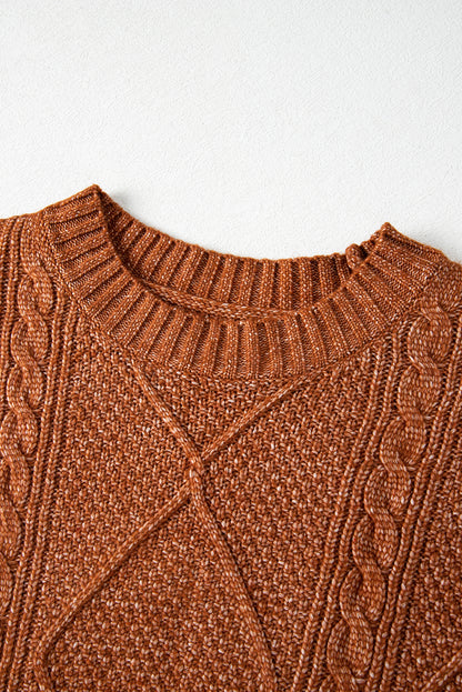 Cozy Cable Knit Drop Shoulder Oversized Sweater Dress