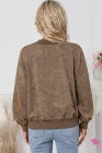 Washed Green Drop Shoulder Crewneck Sweatshirt for Women