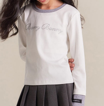Girls Classic Solid Long Sleeve Crewneck Top