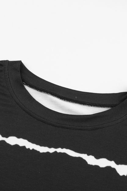 Black Abstract Stripe Tie-Dye Crewneck Sweatshirt