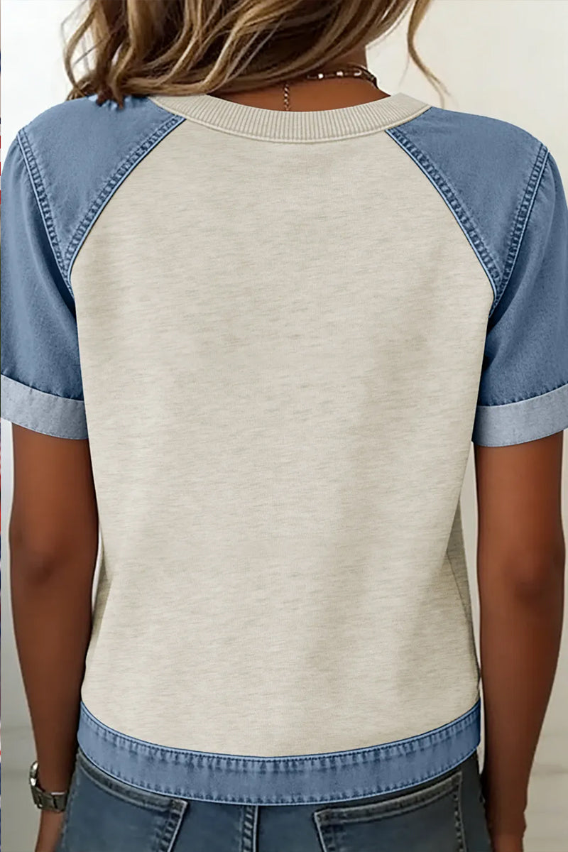 4th of July “God Bless America” Patchwork Tee