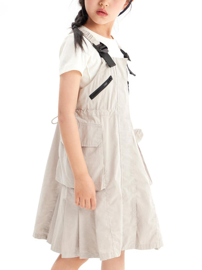 Girls Outdoor Utility Pocket Overall Dress