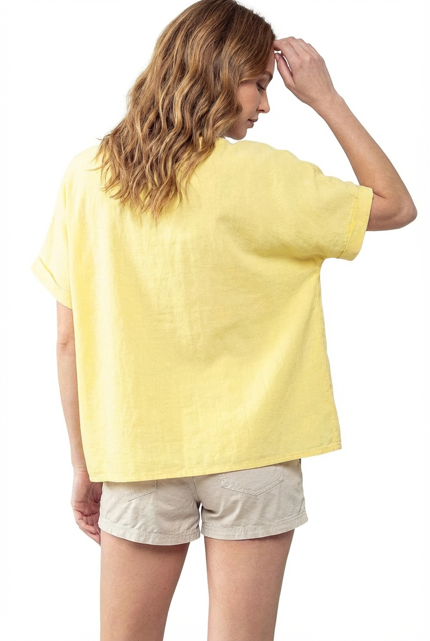Airflow V Neck Oversized Short Sleeve Blouse Top