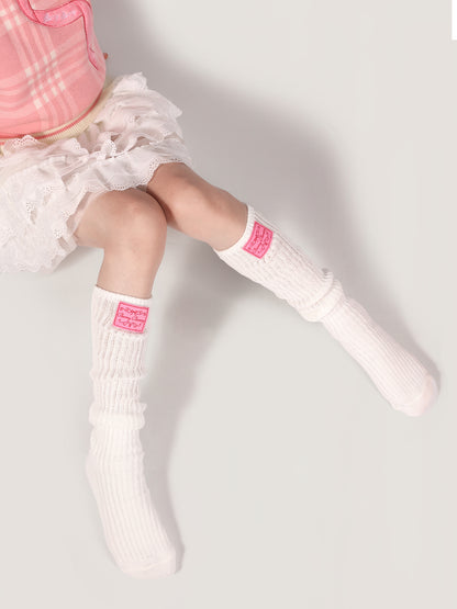 Kids White Slouch Socks Long Ribbed Fashion Style