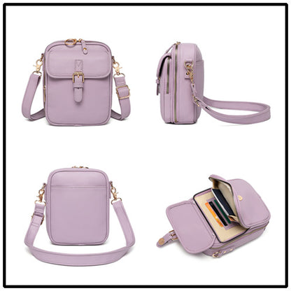 Vintage PU Crossbody Messenger Bag with Front Pocket