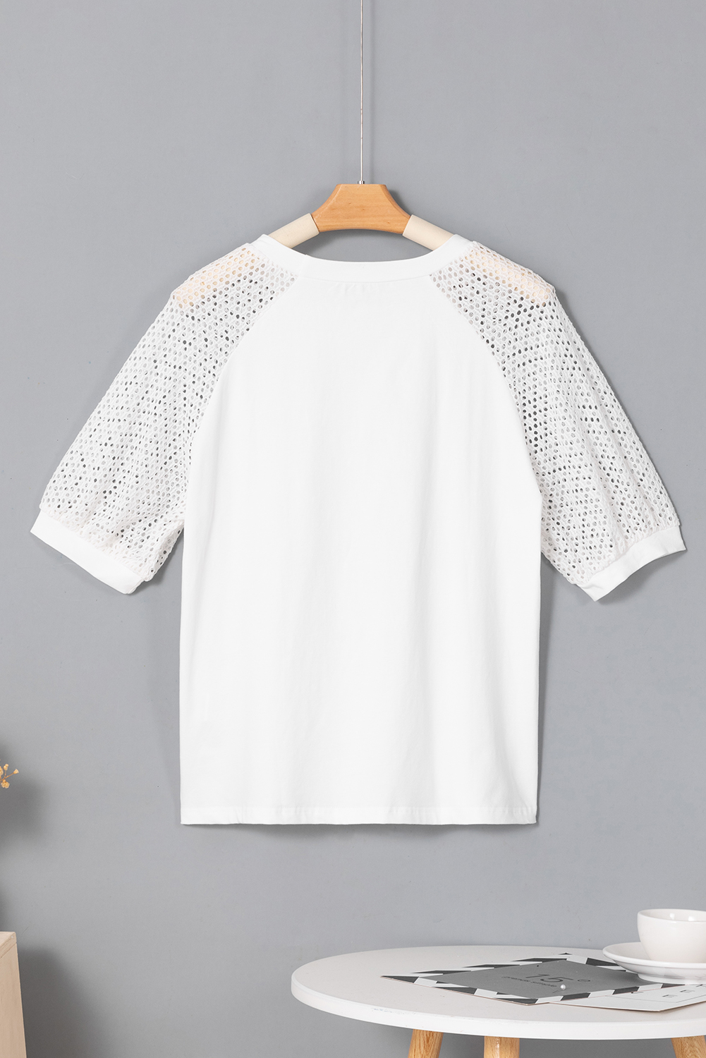 Happy Thanksgiving Leaves Graphic Lace Sleeve Tee