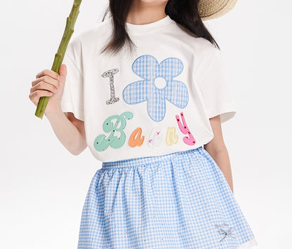 Girls Summer Sunflower Tee & Lace Skirt, Short Sleeve
