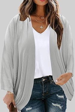 Large Size Threaded Cardigan Thin Loose Casual Solid Color Knit Sweater Women Plus Size