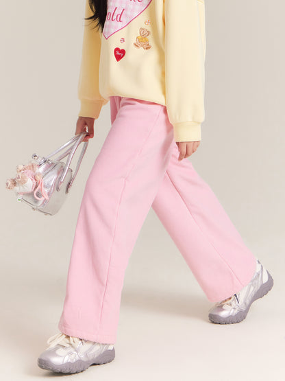 Girls Corduroy Wide Leg Pants Casual Spring Outfit