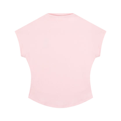 Girls Embroidered Mock Neck Short Sleeve Summer T-Shirt