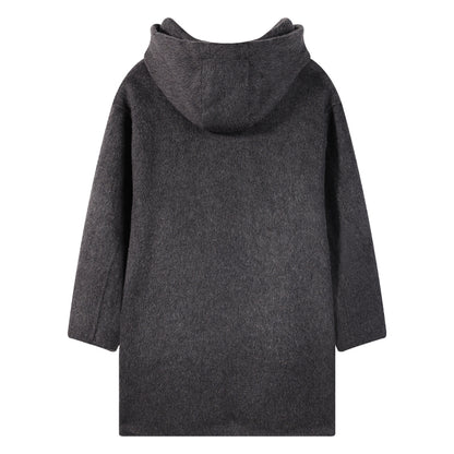 Girls Winter Wool Coat Warm Long Hooded Jacket