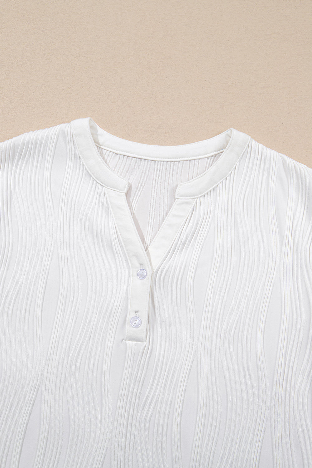 Ribbed V Neck Button Cap Sleeve Knit Top Casual