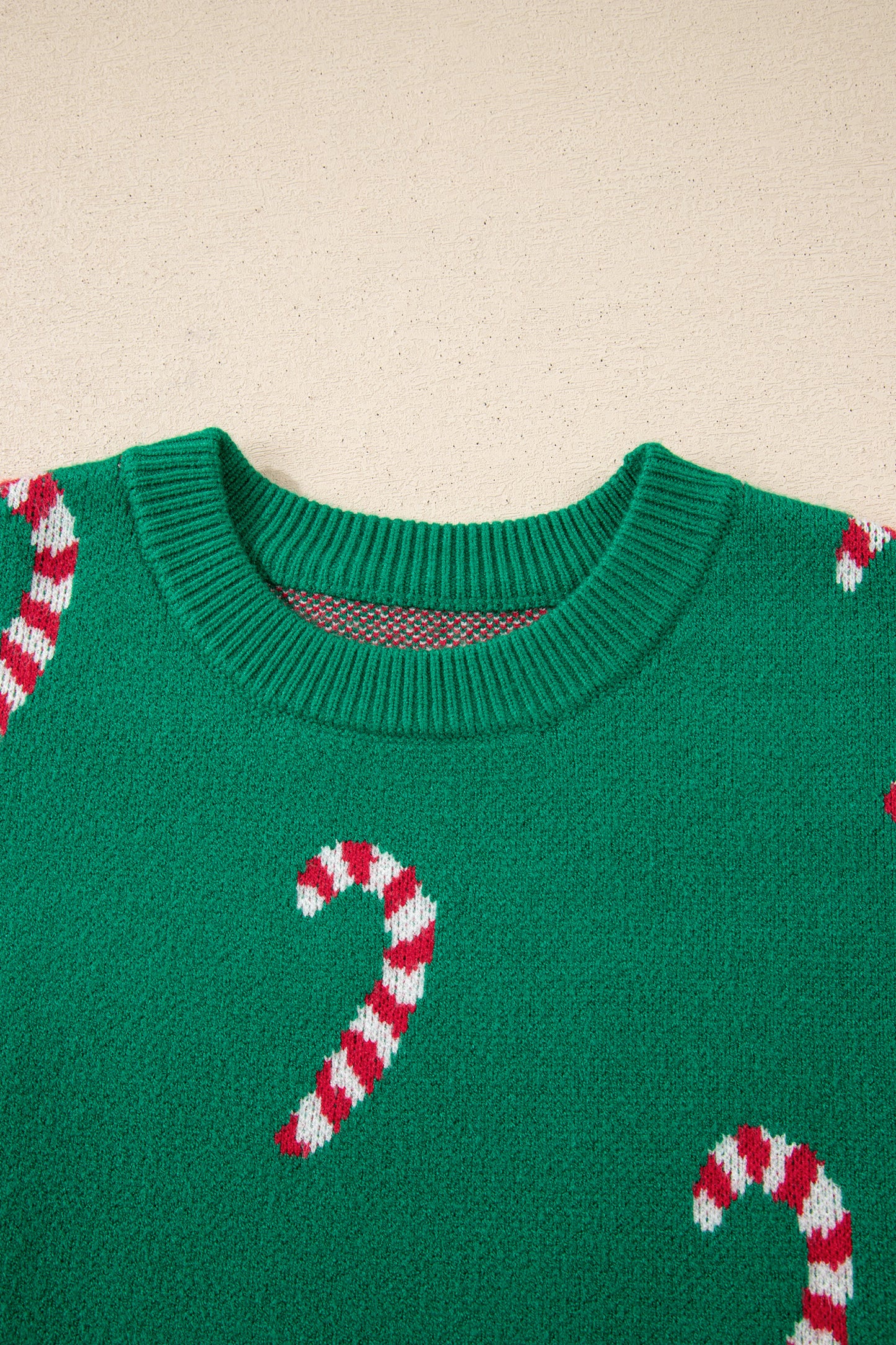 Sachet Pink Christmas Candy Cane Holiday Drop Shoulder Sweater