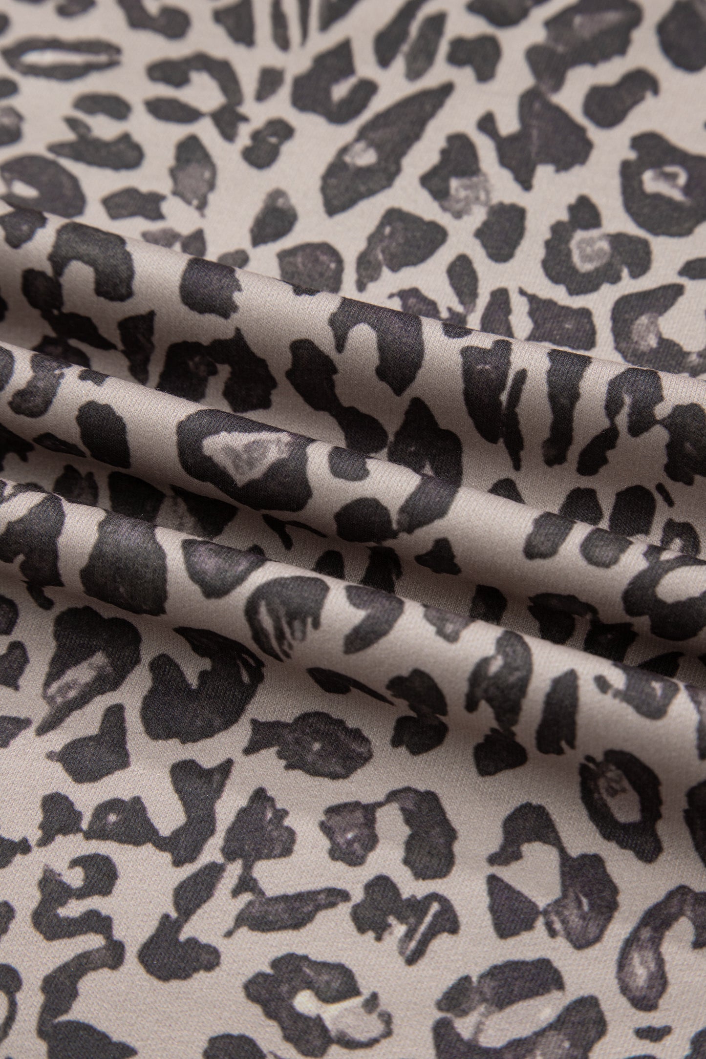 Leopard Print Long Sleeve Crew Neck Casual Sweatshirt