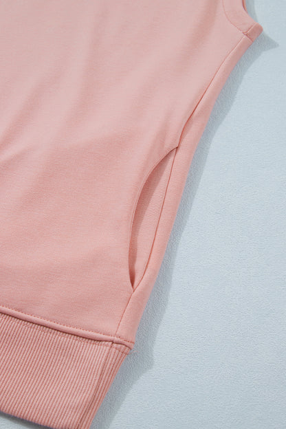 High Neck Cap Sleeve Loose Casual Top