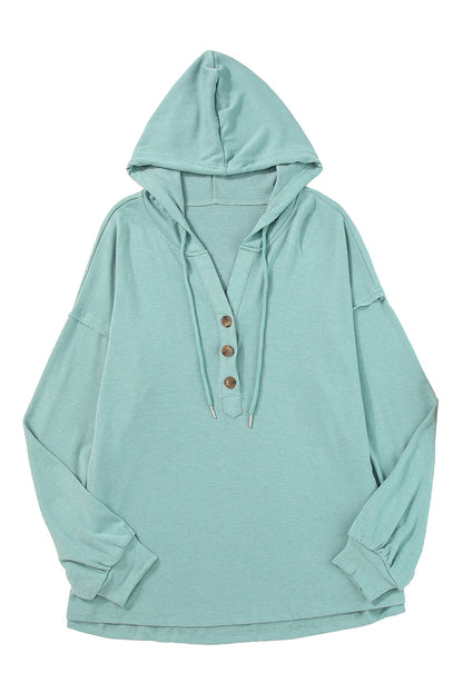 Buttoned High and Low Hem Hoodie