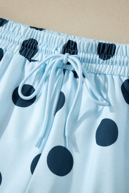 Polka Dot Lounge Set Tee and Drawstring Shorts Set