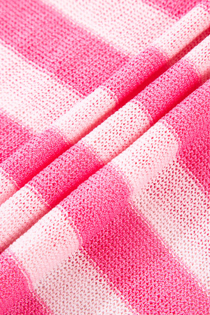 Pink USA Flag Stripe Notched Neck Sweater Vest