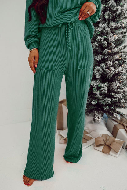 JOLLY Ribbed Knit Long Sleeve Top and Pants Set