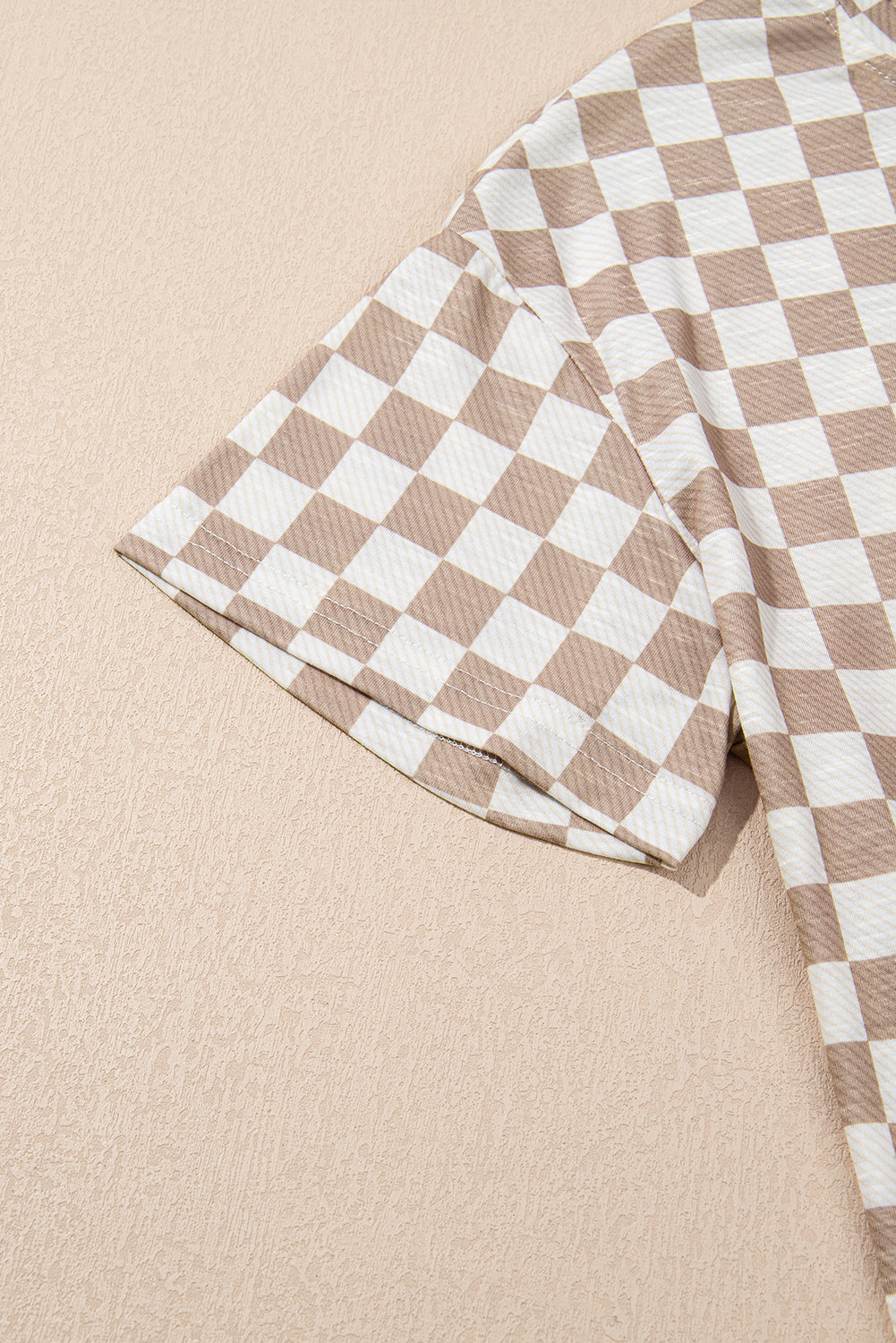Brown Checkered Lounge Set Tee and High Waist Skort