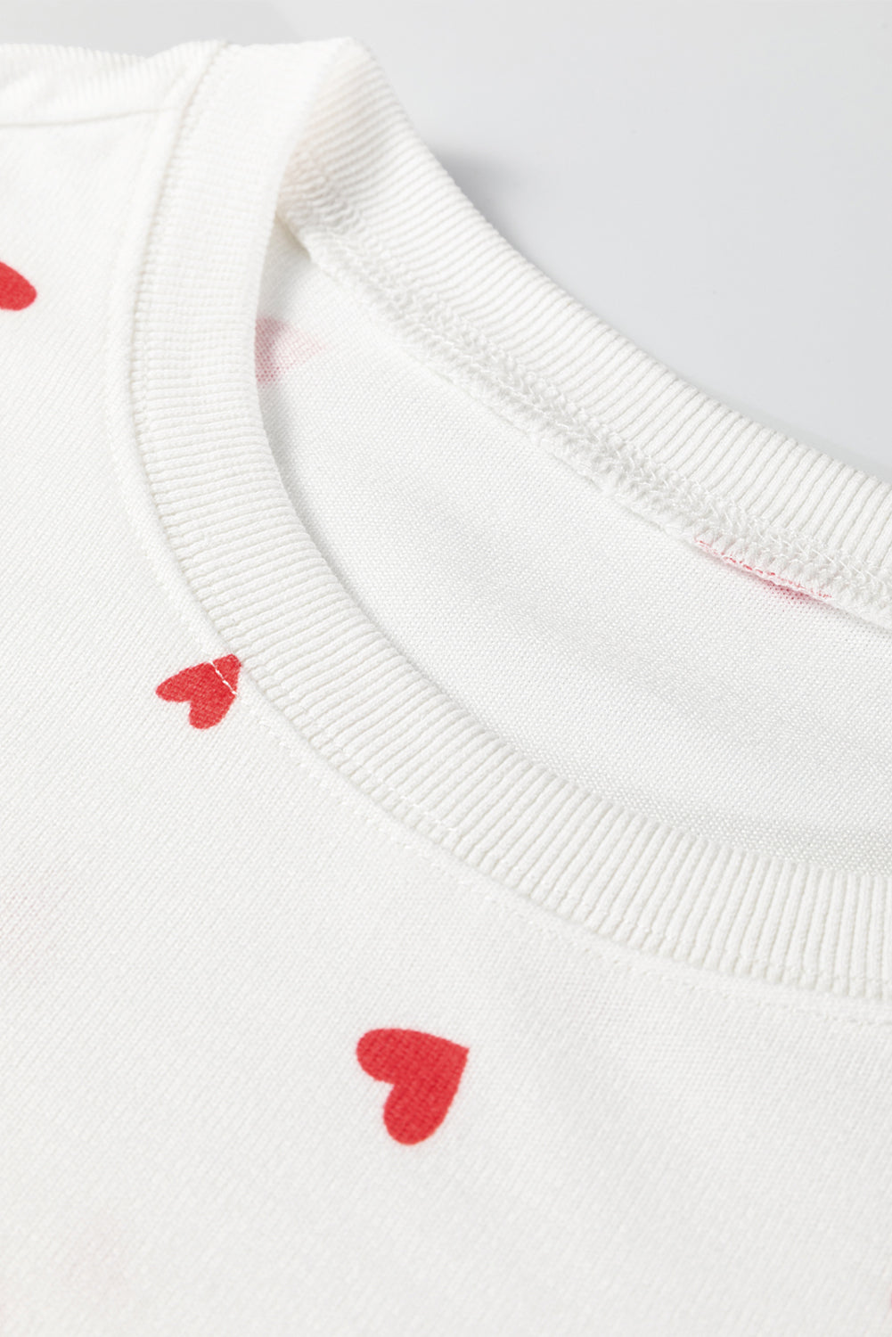 Womens Heart Print Pajama Set Long Sleeve Lounge Set