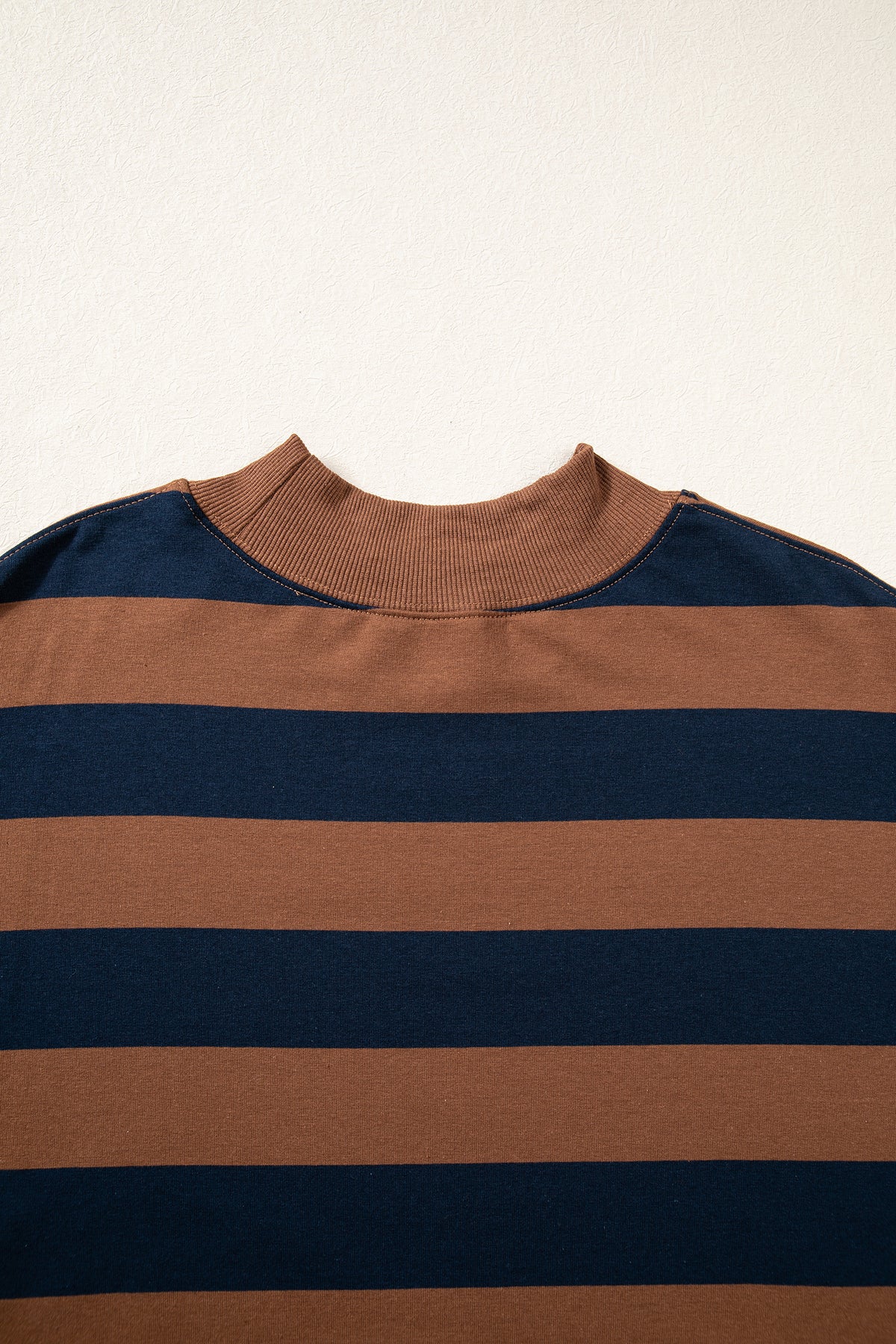 Rose Stripe Colorblock Mock Neck Relaxed Sweatshirt