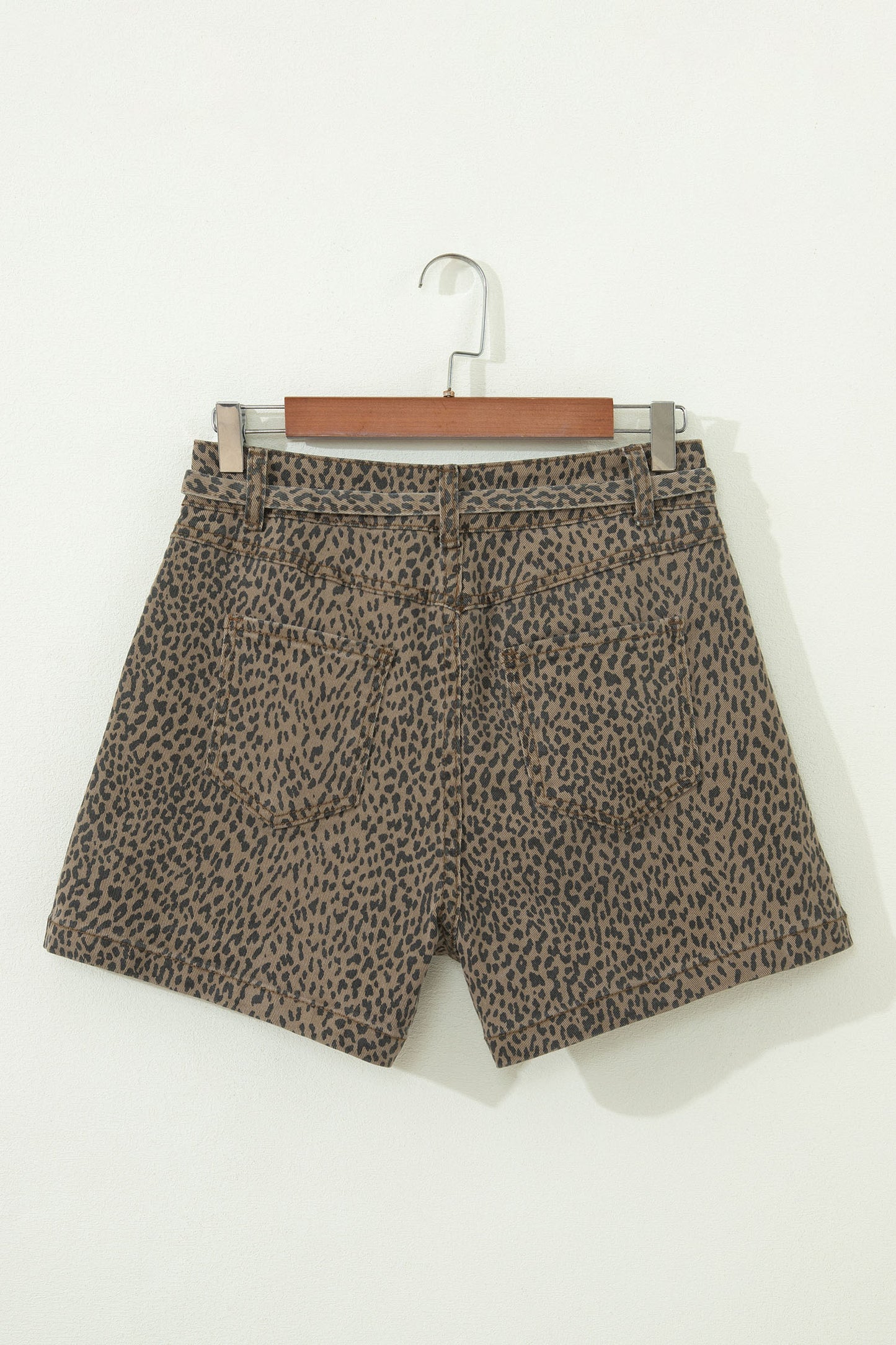 Leopard Print High Waist Loose Denim Shorts