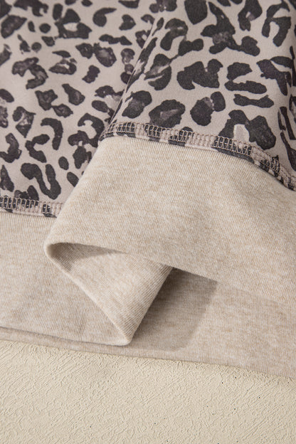 Leopard Print Long Sleeve Crew Neck Casual Sweatshirt