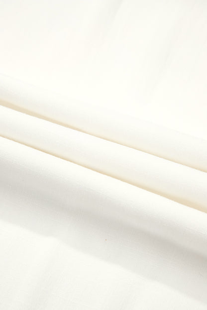 White High Waist Drawstring Wide Leg Palazzo Pants