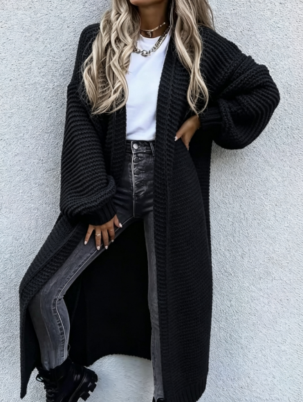 Women's Chunky Knit Long Cardigan Open Front Sweater