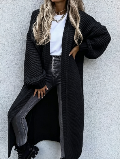 Women's Chunky Knit Long Cardigan Open Front Sweater