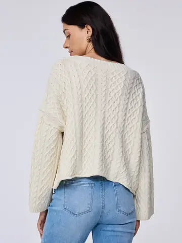 Apricot  Cozy Cable Knit Cropped Cardigan with Button Front