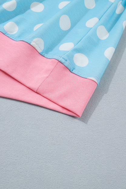 Polka Dot Lounge Set Contrast Trim Tee and Shorts
