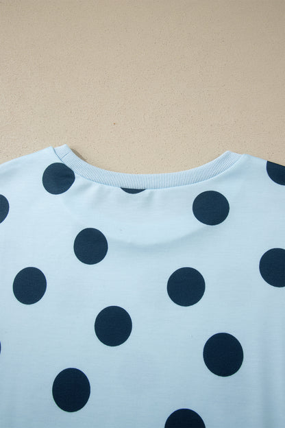 Polka Dot Lounge Set Tee and Drawstring Shorts Set