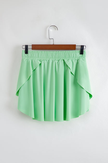 Black High Waist Drawstring Tennis Skort with Lining