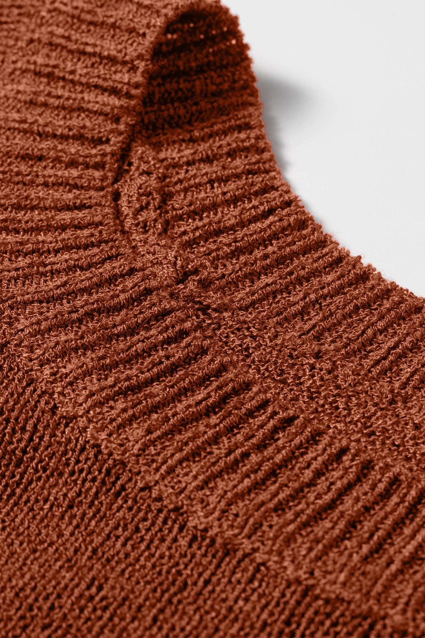 Coffee Ribbed Knit Short Sleeve Lightweight Sweater Top