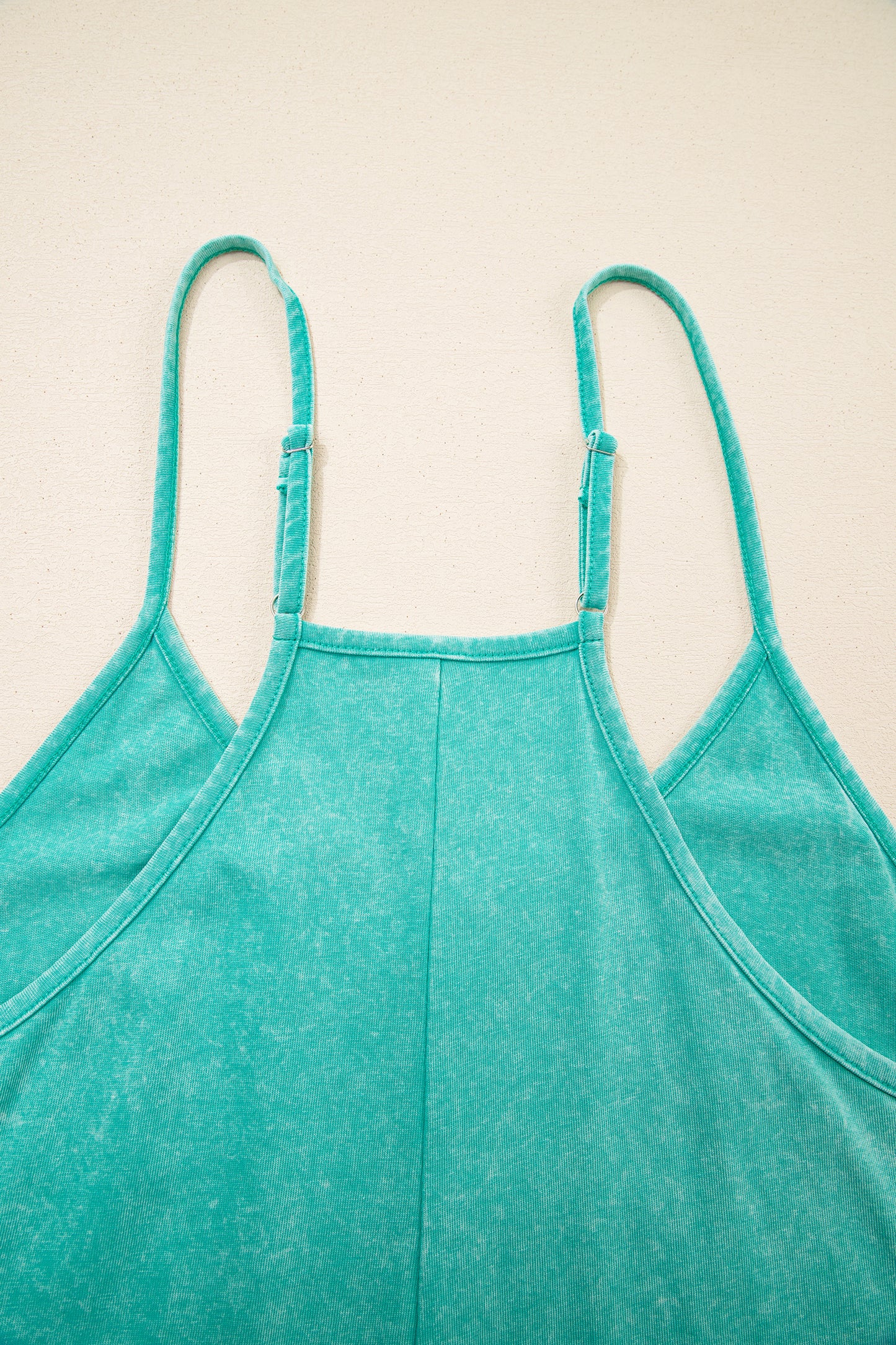 Mint Green Mineral Wash Cotton Pocket Romper