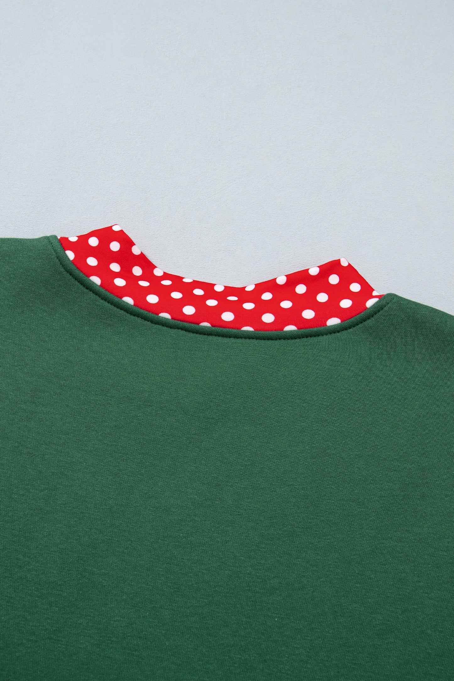 Red Polka Dot Trim Oversized Colorblock Sweatshirt