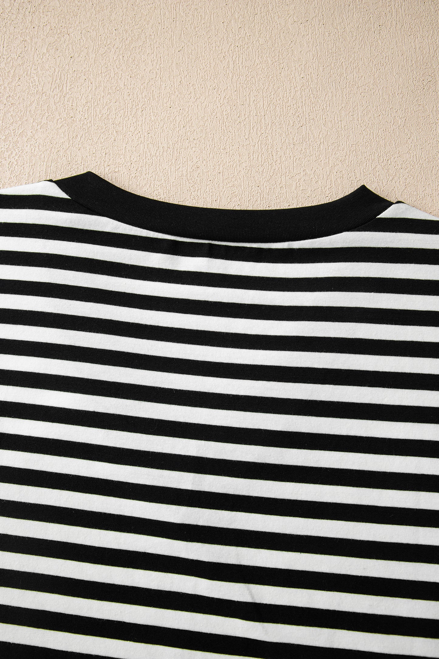Black Stripe V Neck Lace Trim Casual Tee Top