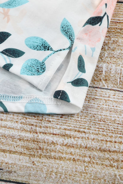 Easter Floral Sleeveless Button Front High Waist Mini Dress