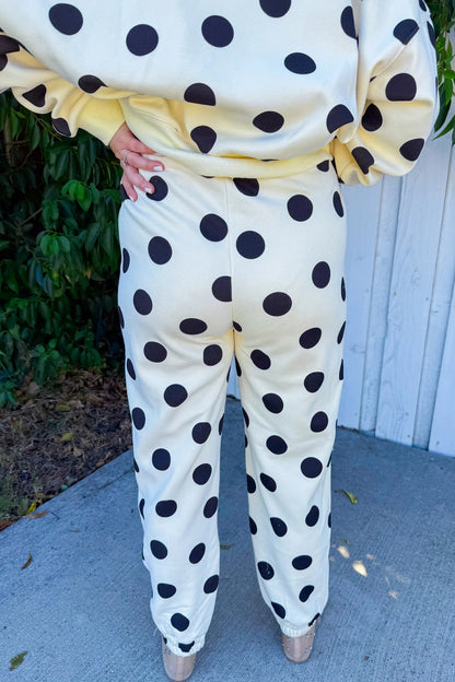 Polka Dot Lounge Set Crewneck Sweatshirt Jogger Set