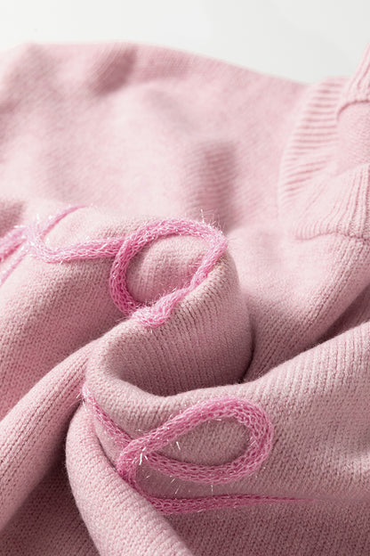 Valentine Pink Love Script Corded Knit Sweater