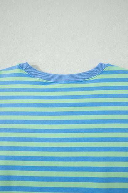 Green Striped Cotton Shorts Set Lounge Outfit